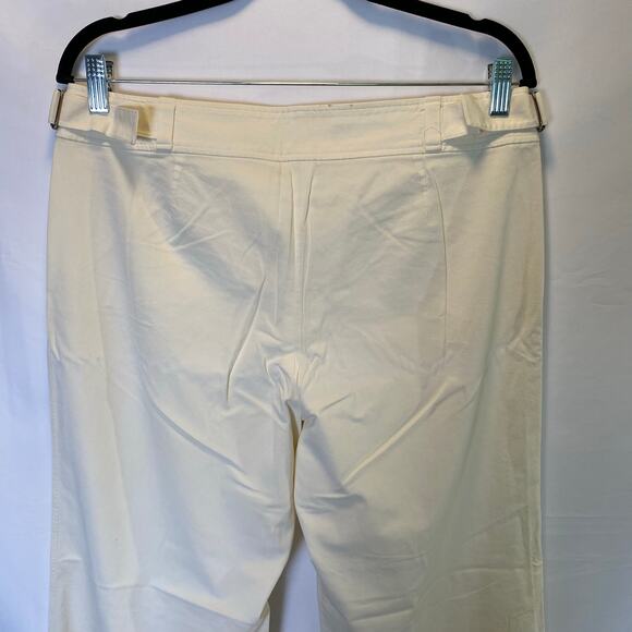 Jil Sander Womens Dress Pants Trousers Cream Wide Leg Buckle Sides Career Work - Picture 6 of 14